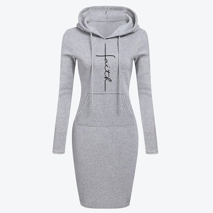 Autumn Winter Women Hoodies Sweatshirts Long-sleeved Dress