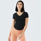 Pocket V-Neck Slim Sports T-Shirt For Women