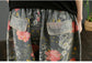 Summer Thin Denim Printed Five - Quarter Wide Leg Pants For Women