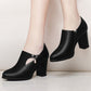 With all-match shoes 2021 spring new high-heeled shoes with thick women and middle-aged lady mother shoe leather shoes