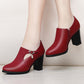 With all-match shoes 2021 spring new high-heeled shoes with thick women and middle-aged lady mother shoe leather shoes