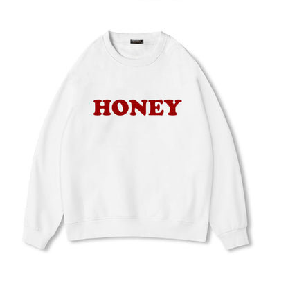 Honey Print Hoodies Winter Women