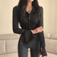 Long Sleeved Slim Lapel T-shirt For Women