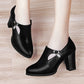 With all-match shoes 2021 spring new high-heeled shoes with thick women and middle-aged lady mother shoe leather shoes