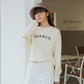 Round neck letter printed long sleeve T-shirt for women