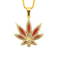 Punk Hip Hop Painting Oil Diamond-embedded Maple Leaves Pendant Neck Accessories Men